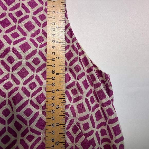 Ann Taylor LOFT Linen Geometric Print Shift Dress Multicolor Size 4 - Picture 5 of 12
